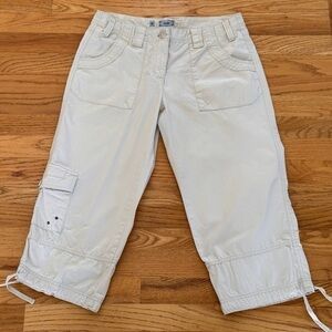 Izod, size 4, light khaki, cotton capris.